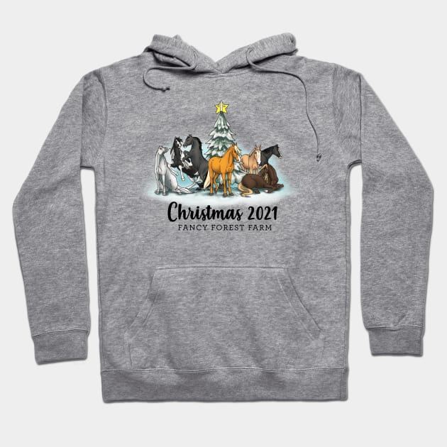 Fancy Forest Farm • Christmas 2021 • Black Text Hoodie by FalconArt